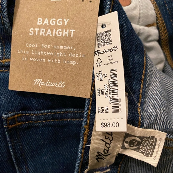 Brand New Madewell Baggy Straight Jeans - Picture 5 of 8